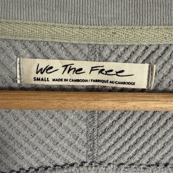 FREE PEOPLE We The Free Monterey Thermal Gray Long Sleeve Top Small Oversized - Picture 9 of 14